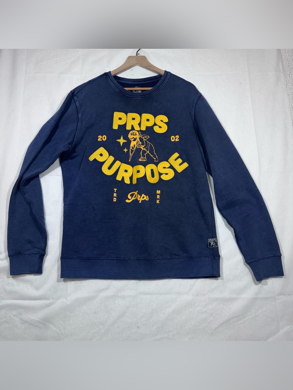 PRPS Embroidery Logo Sweatshirt Mens Large Navy Blue American Japanese Goods